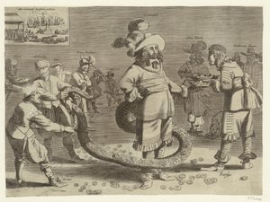 漫画：克伦威尔扮演狰狞的尾随者，1652 年 作者 无名氏