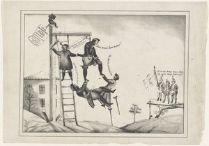 关于志愿军的漫画，1830 年
Aux armes！Aux Armes！(物体上的标题） 作者 无名氏