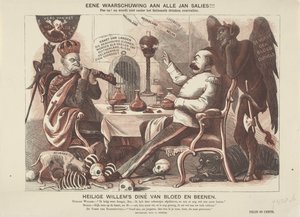 威廉一世皇帝和俾斯麦的漫画，1870 年 圣威廉的血与骨晚餐（物体上的标题） 作者 詹姆斯乔治强盗