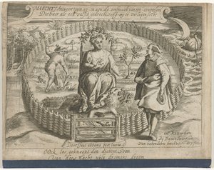 小册子扉页：Maechts antwoort tegen, op, en aen, de aenspraeck van een courtisaen / Die haer als een valsch gedrocht, tong-erg te verleijen socht, 1617年 作者 无名氏