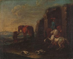 废墟边的旅行者 作者 Pieter van Bloemen（拒绝归因）