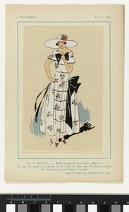 Très Parisien》1923 年第 5 期: 17 - TIMIDITÉ.- 1. 面纱礼服... 作者 A. et Cie Prévost