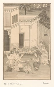 两位妇女向梵天供奉水果 作者 无名氏