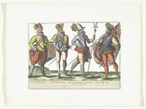 身着军装的 Vier Spaanse militairen，约 1580 年
西班牙军装（标题见实物） 作者 无名氏