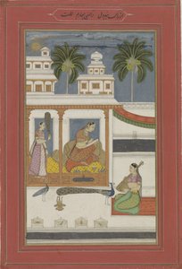 女子为不在身边的爱人画像 (Dhanashri ragini) 作者 无名氏