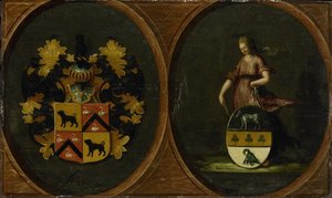 徽章上有 Pieter Courten 和 Hortensia del Prado 夫妇的徽章，1625 年 作者 无名氏