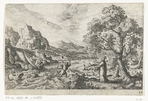 神奇的捕鱼
以神话和圣经为题材的风景画（系列名称） 作者 汉斯·波尔（可能）