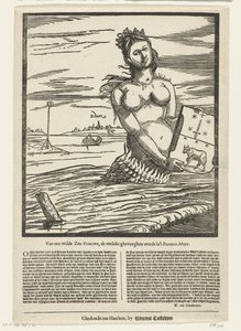 伊丹的美人鱼，1403 年
在普尔默湖捕获的野生海女（标题在实物上） 作者 文森特·卡斯特林