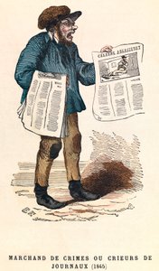 A crier of newspapers in 1845, engraving, private collection - Newspaper Seller at Paris 作者 匿名匿名