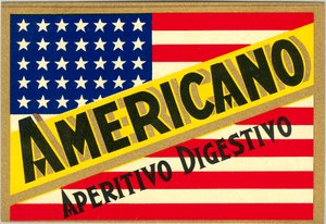 意大利短途饮料Americano的广告，带有美国国旗 作者 匿名匿名