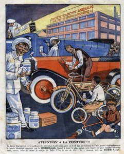适用于所有用途（汽车、轿车、摩托车、自行车）的广告插图画Robbialac。插图来自 "Le petit journal" 22/02/1925 收藏privee 作者 匿名匿名