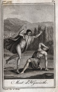 阿波罗和Hyacinthos（Hyacinthe之死） 1819年的版画，载于Charles Albert Demoustier（1760-1801）的《Lettres a Emilie sur la mythologie》。私人收藏。 作者 Anonymous Anonymous