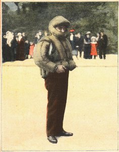 航空。旨在保护飞行员免受坠落的航空服。1910年10月16日在 "Le petit parisien "的雕刻。私人收藏。 作者 匿名匿名