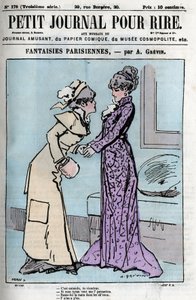 关于巴黎夫妇的漫画。两个女人越过丈夫的权威说。"我知道你会来。 作者 匿名匿名
