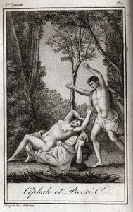 Cephale and Procris (Cephalus) couple of lovers. Engraving from 1819 in “Lettres a Emilie sur la mythologie” by Charles Albert Demoustier (1760-1801). Private collection. 作者 匿名匿名