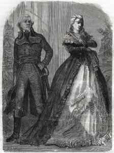 查尔斯-弗朗索瓦-杜佩里耶（Charles Francois du Perier dit Dumouriez）（1739-1823），法国将军与玛丽-安托瓦内特女王（1755-1793）。雕刻于1866年的《法国革命史》，作者是Adolphe Thiers。私人收藏。 作者 匿名匿名
