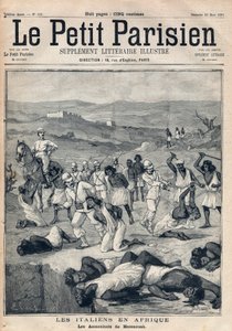 意大利对Erythree人的征服。马萨乌阿（Erythree）的谋杀案。1891年3月22日的 "小巴黎人 "中的版画。私人收藏。 作者 匿名匿名