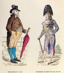 1788年，一个资产阶级和一个身着盛装的不可思议的人的服装 - 私人收藏 作者 匿名匿名