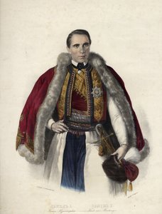 Daniel de Montenegro (1826-1860) (Danilo Aleksander Petrovic Njegos) - Danilo I, Prince of Montenegro - Anonymous - 1853 - Lithograph, watercolour - 40,7x30,9 - 私人收藏 作者 匿名匿名