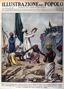 由政治领袖莫罕达斯·卡拉姆昌德·甘地（Mohandas Karamchand Gandhi，1869-1948 年）领导的抗议英国当局的示威活动，描绘了所谓的烈士游行期间向贾莱布尔游行的仪式。 插图取自 1930 年 3 月的“”L