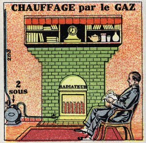 Domestic heating: gas heating. Anonymous illustration from 1925. Private collection. 作者 匿名匿名