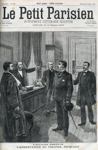 德雷福斯案，1898年，乔治-皮夸特中校（1854-1914）被捕。在1898年的 "le petit Parisien"。 作者 匿名匿名