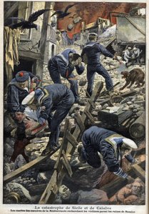 1909年西西里岛、卡拉布里亚的地震--西西里岛和卡拉布里亚的灾难（地震）--地中海的水手们在墨西拿的废墟中寻找受害者--1909年1月的 "小报" 作者 匿名匿名