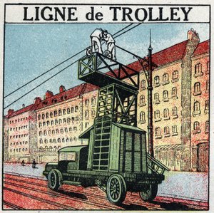电车：无轨电车线。1925年的匿名插图。私人收藏。 作者 匿名匿名