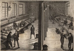 1840年12月28日，三名罪犯在罗什福尔监狱的圣吉勒斯房间里逃跑。雕刻在皮埃尔-扎科内（1817-1895年）的 "Histoire des bagnes depuis leur création à nos jours"（1877年）中（Colonia Penale-刑罚殖民地）。私人收藏。 作者 匿名匿名