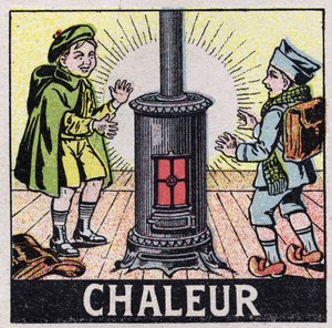Ether (material): two children heated by the heat of a stove. Anonymous illustration from 1925. Private collection. 作者 匿名匿名