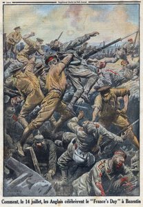 1914-1918年第一次世界大战（14-18战争）。1916年7月13日和14日的克里特岛巴赞廷战役，英国人与德国军队对抗。在1916年8月6日的 "小报 "上。私人收藏 作者 匿名匿名