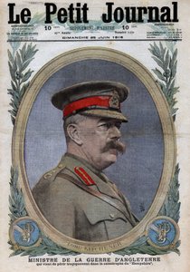 1914-1918年第一次世界大战（14-18战争）。英国战争部长霍雷肖-赫伯特-基钦纳（1850-1916）的画像。刊登在 "小报 "上，1916年6月25日。私人收藏 作者 匿名匿名