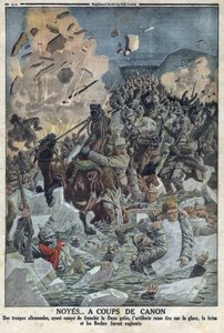 1914-1918年第一次世界大战（14-18战争）。德军试图渡过Duna gele河，但俄国炮兵用枪射击冰面，淹没了德军（文中昵称为Boche） 在 "The Petity Journal" 作者 匿名匿名
