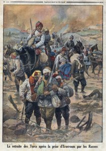 1914-1918年第一次世界大战（14-18年战争）。俄国人占领埃尔泽鲁姆后土耳其人的撤退。1916年2月27日在 "小报 "上。私人收藏 作者 匿名匿名