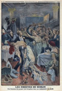 1914-1918年第一次世界大战（第14-18战）。人们的妇女闯入一家时尚餐厅，要求归还她们的丈夫。载于《小报》，1916年1月16日。私人收藏 作者 匿名匿名