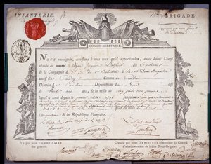 法国大革命：康布雷区大队的一名中尉的官方军事文件，日期为IV年5月（1796年5月24日）。北里尔省档案馆 作者 匿名匿名