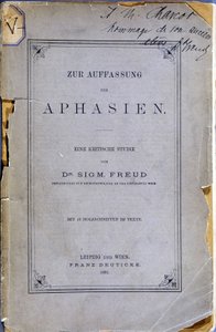 西格蒙德·弗洛伊德 (Sigmund Freud) 的“Zur Auffassung der Aphasien”一书（关于失语症：一项批判性研究。文中有 10 幅版画）的前沿，由作者（前夏科特学生）捐赠给让·马丁·夏科（Jean Martin Charcot，1825-1893 年）。 莱比锡和维也纳 作者 匿名匿名