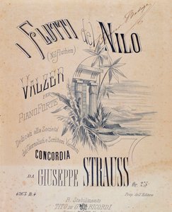 Frontispiece of musical scores of Nile Waters Waltzes for Piano by Josef Strauss 作者 匿名匿名