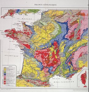 地理地图。法国地质-1950年代地图集。 作者 匿名匿名