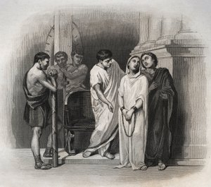 Holy Victory, suffered martyrdom in Carthage with Saint Saturnin, in 304. Engraving from 1846 in “” Lives of the saints””. Private collection. 作者 匿名匿名