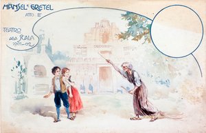 Humperdinck 的 Hansel und Gretel 歌剧插图，在斯卡拉歌剧院演出期间 作者 匿名匿名