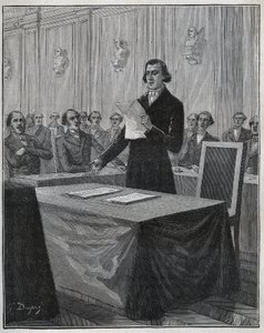 让-巴蒂斯特（Jean-Baptiste）-安德烈-杜马（1800-1884）法国化学家向科学院提交了他关于鲁尔兹和埃尔金顿发明的报告。阿道夫-比塔尔（Adolphe BITARD）在 "Les arts et metiers illustrstres "中的1885年的版画。 作者 匿名匿名