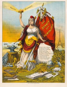 La deesse de la liberte avec marteau et enclume - 自由女神与锤子和铁砧 - 匿名 - 约1890年 - 彩色石版画 - 私人收藏 作者 匿名匿名