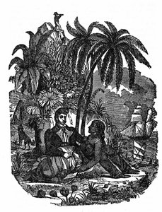 马达加斯加岛上的海盗生活。海盗自己的书》的版画，1837年。 作者 匿名匿名
