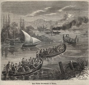 Le bagne de Toulon - une chaine descendant le Rhone - "Histoire des bagnes depuis leur création to nos jours"（1877）中的版画，作者Pierre Zaccone（1817-1895）（Colonia Penale - Penal colony）。 作者 匿名匿名
