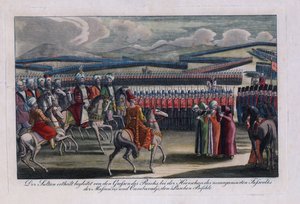 "奥斯曼帝国苏丹塞利姆三世（1761-1808 年）检阅他的新步兵" 1806 年佚名雕刻 私人收藏 作者 匿名匿名