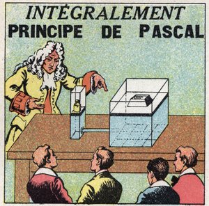Liquid balance: principle of Blaise Pascal (1623-1662). Anonymous illustration from 1925. Private collection. 作者 匿名匿名