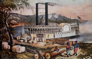 Loading cotton on a ship on the Mississippi River. 作者 匿名匿名