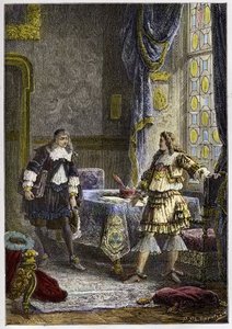 Louis XIV congedie Nicolas Fouquet - Louis XIV dismissing the Superintendent of Finance, Nicolas Fouquet - engraving from “” L