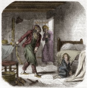 Louis XVII (1785-1795) at the Temple, with his geolier the shoemaker Antoine Simon - Engraving in “Histoire des Girondins”” by Alphonse de Lamartine (1790-1869) 1865-1866 - Private collection 作者 匿名匿名